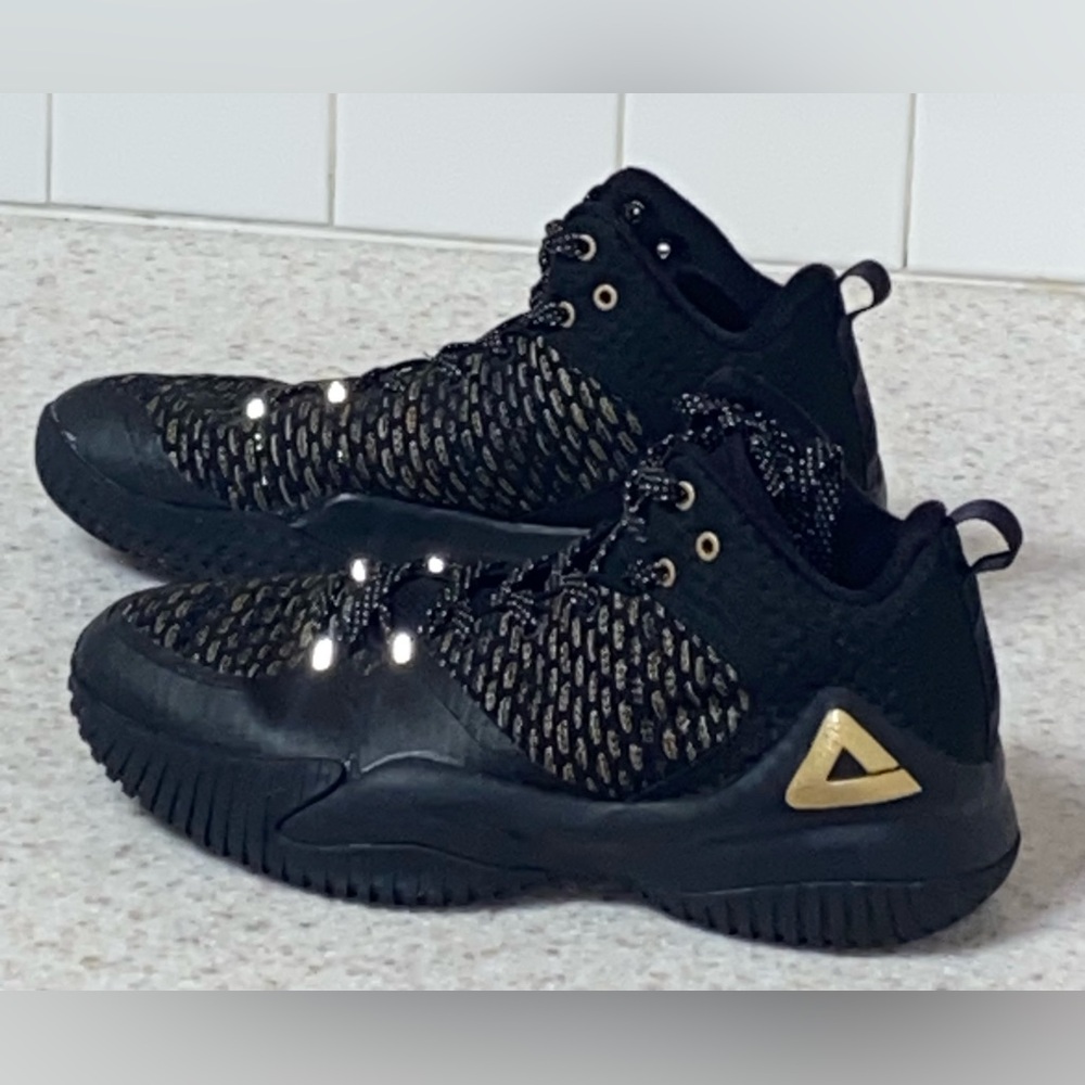 PEAK LOU WILLIAMS Street Ball Master Black/Gold Basketball Shoes MENS Size 8
